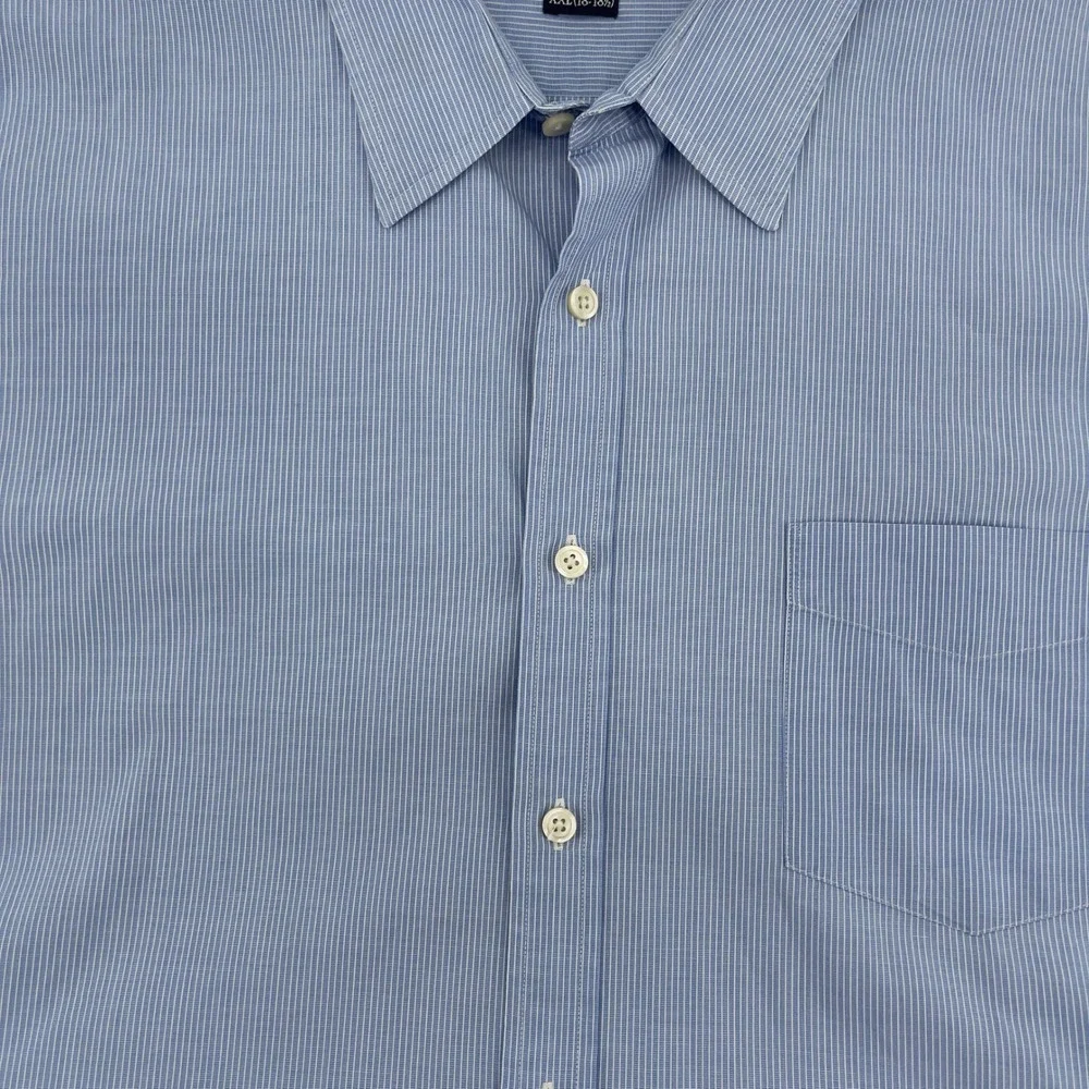 Mens J. Crew Haberdashery 80s 2-Ply Blue Striped Long Sleeve Button Up Shirt XXL
